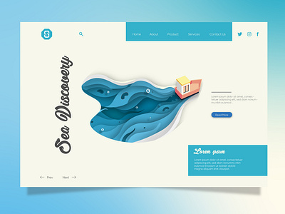 Project Landing Page Discover Sea design flat illustration landing page landingpage ui ux vector web website