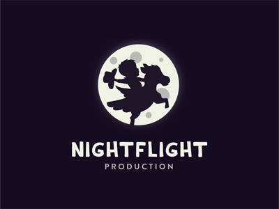 Nightflight boy fly imagination logo moon night