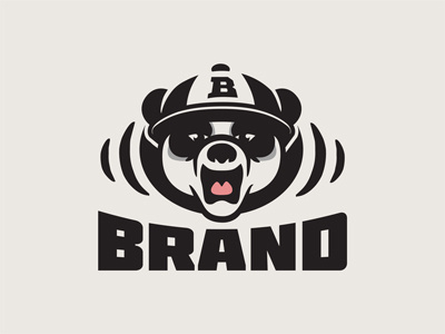 Panda logo beard character hat hip hop logo mascot panda panda bear team logo