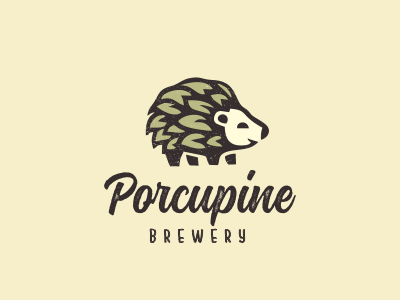 Porcupine & hops logo craft beer logo hops logo porcupine brewery logo porcupine logo