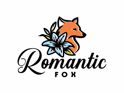 Romantic fox logo flower fox logo fox logo romantic fox logo