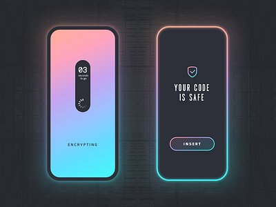 Neon Encryption Concept dark ui design futuristic gradient interface minimal mobile neon ui