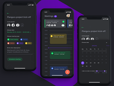 Planguru - Dark mode app design mobile ui ux