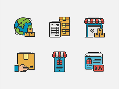 Online Shopping Icons. app branding design e commerce icons illustration online shopping shopping transportation ui