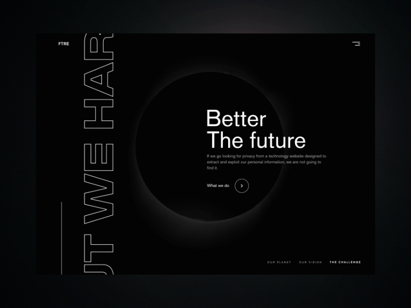 Better the future - Exploration clean dark dark ui minimal motion ui ui ux design ux uxd video webdesign