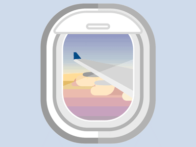 Window Seat - Sunset clouds delta pastel plane plane animation sticker vector