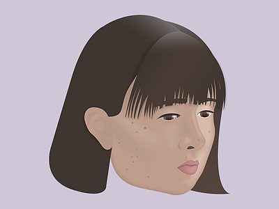 Kiara 3 quarter turn avatar bangs digital portrait face freckles gradient illustration illustrator portrait woman