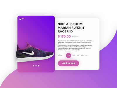 Daily UI challenge #012 - E-commerce (Single item) 012 daily ui day design e commerce gradient item nike project single ui ux