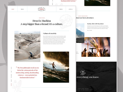 Deus Ex Machina Redesign Concept about page clean concept deus ex machina illustration interface motorbikes surfboards typography ui ux web design