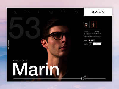 Raen Optics Product ID clean concept dark e commerce interface layout marketing raen optics typography ui ux web design