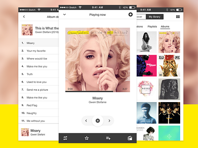 Daily UI #009 Music Player flat ios iphone mobile music player