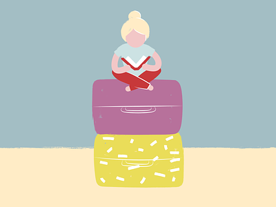 Memento - Traveling Poetry book design girl illustration paint paintbrush reading suitcase
