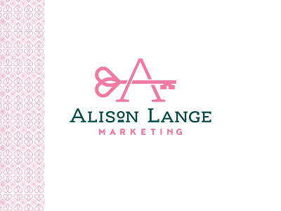 Alison Lange Marketing Approved Logo brand branding clever concept design heart icon identity key keyhole logo logodesign logotype pattern typeography