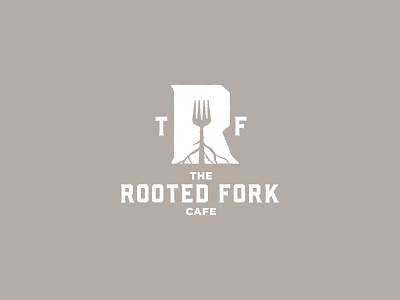The Rooted Fork Cafe logo brand identity branding cafe eat fork fork logo logodesign restaurant rooted roots