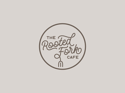 The Rooted Fork Cafe logo concept brand branding cafe logo concept eatery fork idnetity logo logo design restaurant logo root type