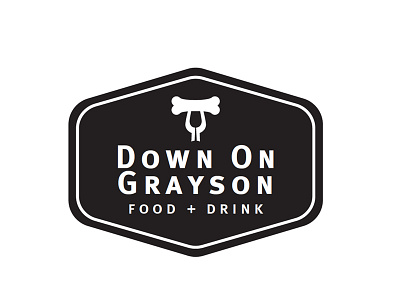 Down on Grayson unused logo 1 bone branding design dog drink eat fork icon logo wine