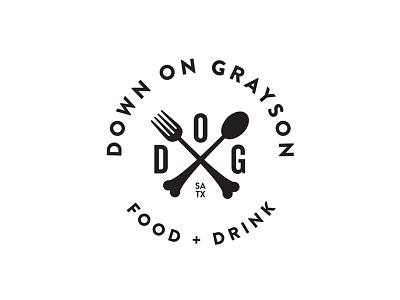 Down on Grayson unused logo 4 bones branding design dog fork logo restaurant spoon type