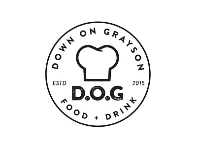 Down on Grayson unused logo 7 badge bone branding chef design dog drink eat hat icon logo