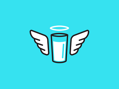 Healthier Milk logo concept 2b angel clever design glass halo healthy logo milk wings