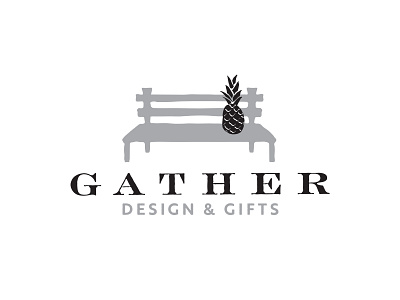 Gather Design and Gifts logo bench brand concept gather identity logo pineapple seat welcome