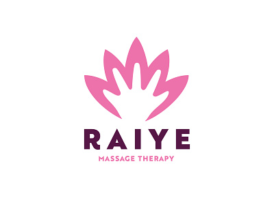 Raiye Massage Therapy Logo brand branding hand icon identity lily logo massage negative space therapy