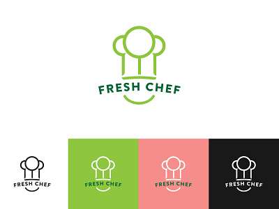 Fresh Chef logo Concept brand chef chef hat cook design fresh icon logo plant smile trees veggies