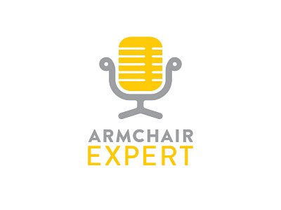 Armchair Expert podcast logo concept armchair brand branding clever concept design expert icon logo logo design microphone