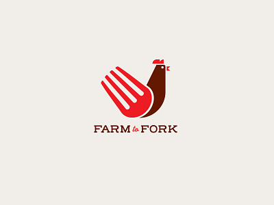 Farm to Fork logo branding chicken concept farm farm to fork fork icon identity logo logo design