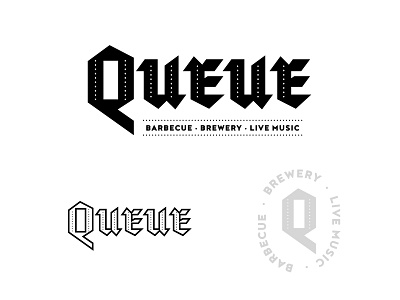 Queue BBQ logo Unused bbq blackletter brand branding concept design food graphic icon identity logo texas type typography