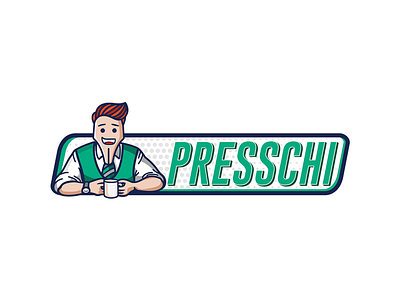 Presschi Online Magazine Logo Design character design design fountain pen graphic design green illustrator logo magazine press typography