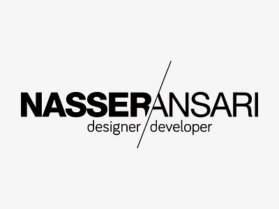 Nasser Ansari Designer/Developer Logo a black designer developer gray helvetica logo n na slash slashed typography