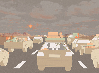 Going to Mars illustration mars road traffic