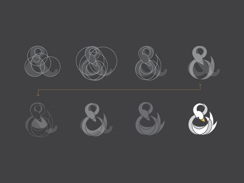 Swan Ampersand Process flat process typography loop logotype logo identity hand lettering branding black and white ampersand