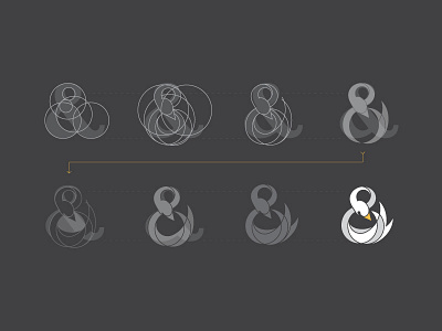 Swan Ampersand Process ampersand black and white branding flat hand lettering identity logo logotype loop process typography