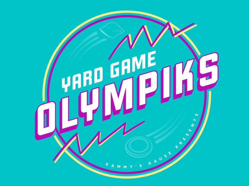 Yard Game Olympics 90s badge event design illustration non profit