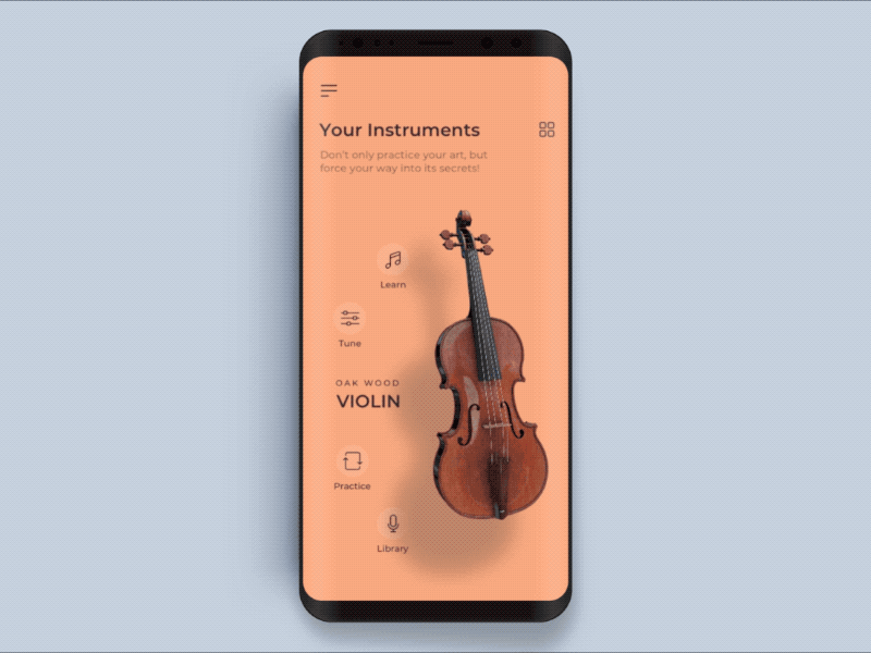 Music instrument assistant animation motion music musical instrument tuner ui ux violin