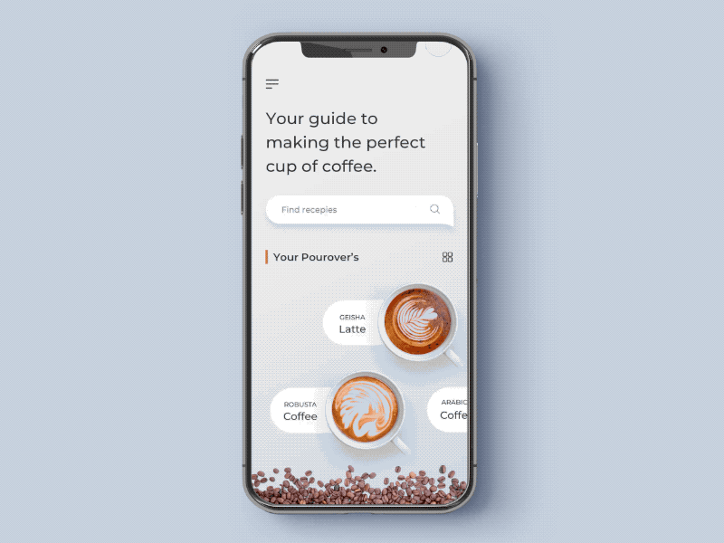 Coffee companion for the coffee lovers animation coffee coffee app find guide motion principleapp search ui ux