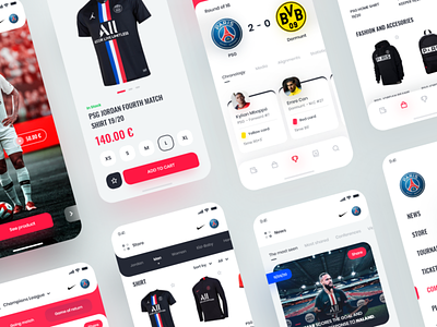 PSG App Redesign 📲⚽ app apple application clean minimal mobile ui neymar orizon psg shop soccer store ui uidesign user interface ux