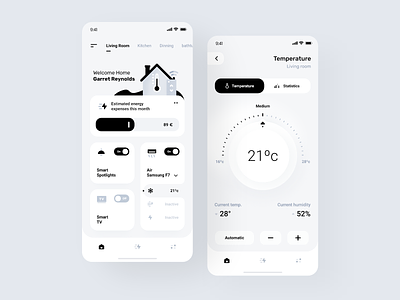 Smart Home App Design app app design application clean interface ios design manuel rovira minimal monochrome orizon smarthome ui ui design ui trends ui ux design ux