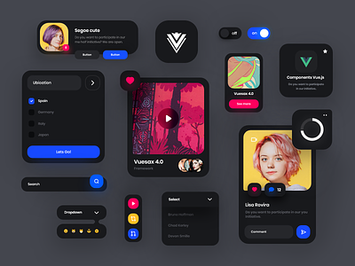 Vuesax 4.0 Components Dark Theme 🖤📲