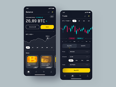 Exchange App YT application bitcoin blockchain chart crypto app crypto trading crypto wallet cryptocurrency exchange interface ios app ui ux vue vuejs yellow app