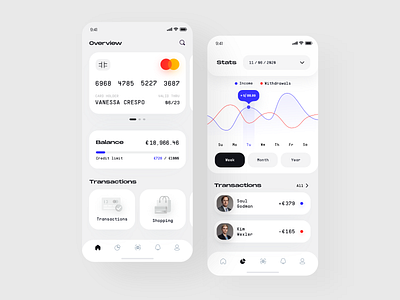 Wallet Azorum 📲 bank banking clean app credit card crypto finance graphics interface ios app mobile banking money payment stats transaction transfer uiux wallet wallet app
