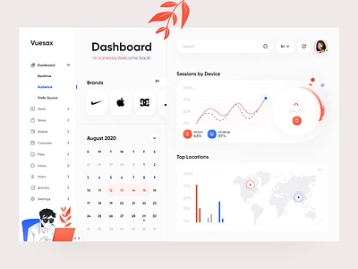 Vuesax Dashboard adobe xd calendar clean components dashboard design desktop framework github illustration interface minimal ui design uiux user interface ux vue vuejs