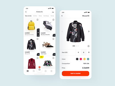 Zummedy App Store 👗 add to cart application buy cart clean clothing design ecommerce fashion interface ios minimal mobile payment redesign shopping app store app trend ui ux