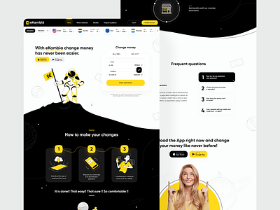 Landing Page eKambia application clean design desktop exchange finance illustration interface landing landing page minimal product design ui ui design ux ux design wallet web web design website