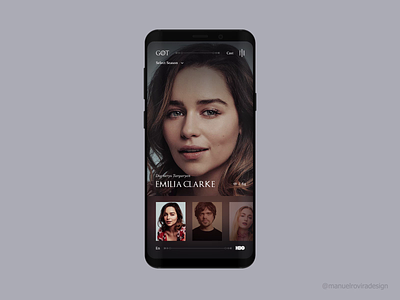 Game of Thrones Cast adobe xd after effects animations app application behance project clean design emilia clarke fluent game of thrones interaction interaction animation interface minimal prototype transition ui ui ux design ux