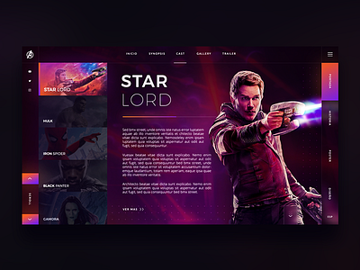 Concept Infinity War - Star Lord clean concept design gradient infinity war landing site ui ux web webdesign