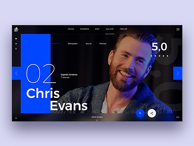 Infinity War - Chris Evans 🙃 clean design infinity war landing marvel minimal movie site slider ui ux webdesign