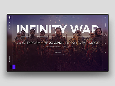 Infinity War Concept Design 3 💪 design desktop infinity war interface landing minimal movie site slider ui ux webdesign