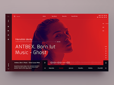 Never Broken - Music3 🎧 clean design fashion homepage interface landing minimal music player ui ux web